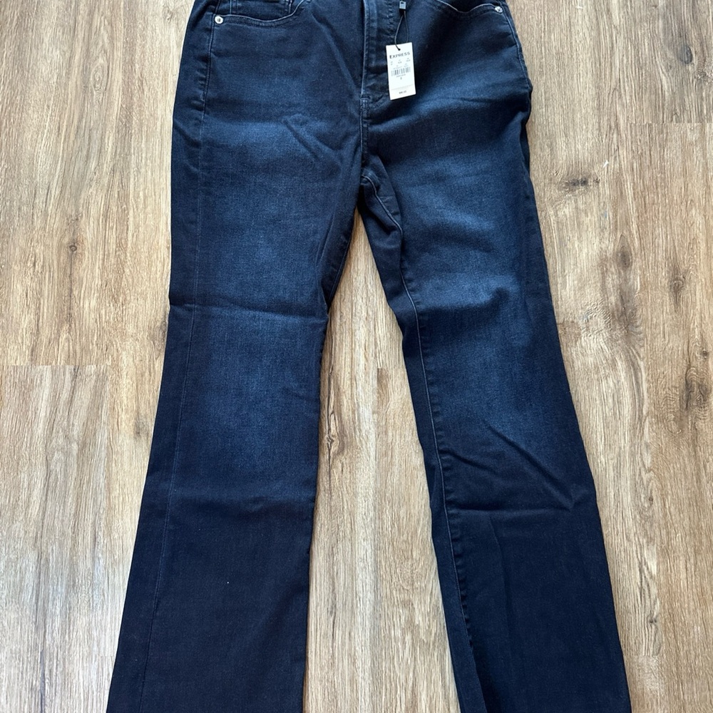 Express Women's Dark Blue Straight Leg Jeans